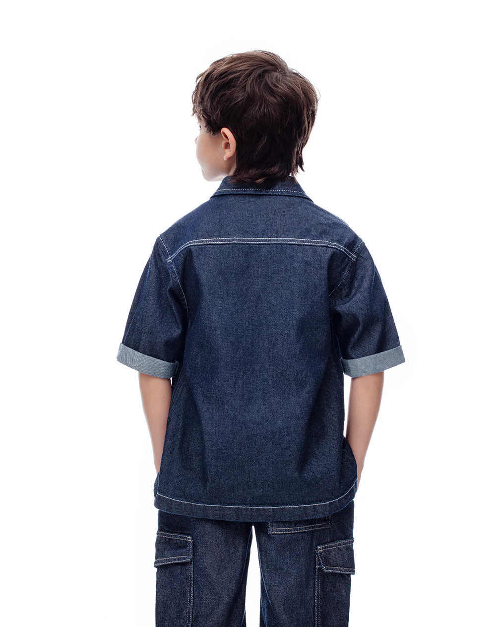 Camisa manga corta regular denim índigo oscuro niño - Image 2