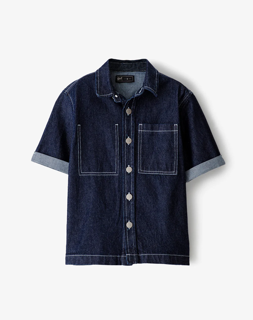 Camisa manga corta regular denim índigo oscuro niño - Image 5