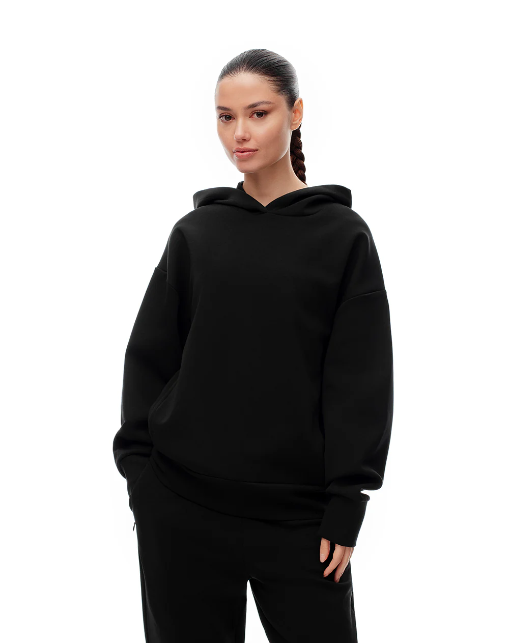 Buzo relax tipo hoddie negro mujer - Image 2