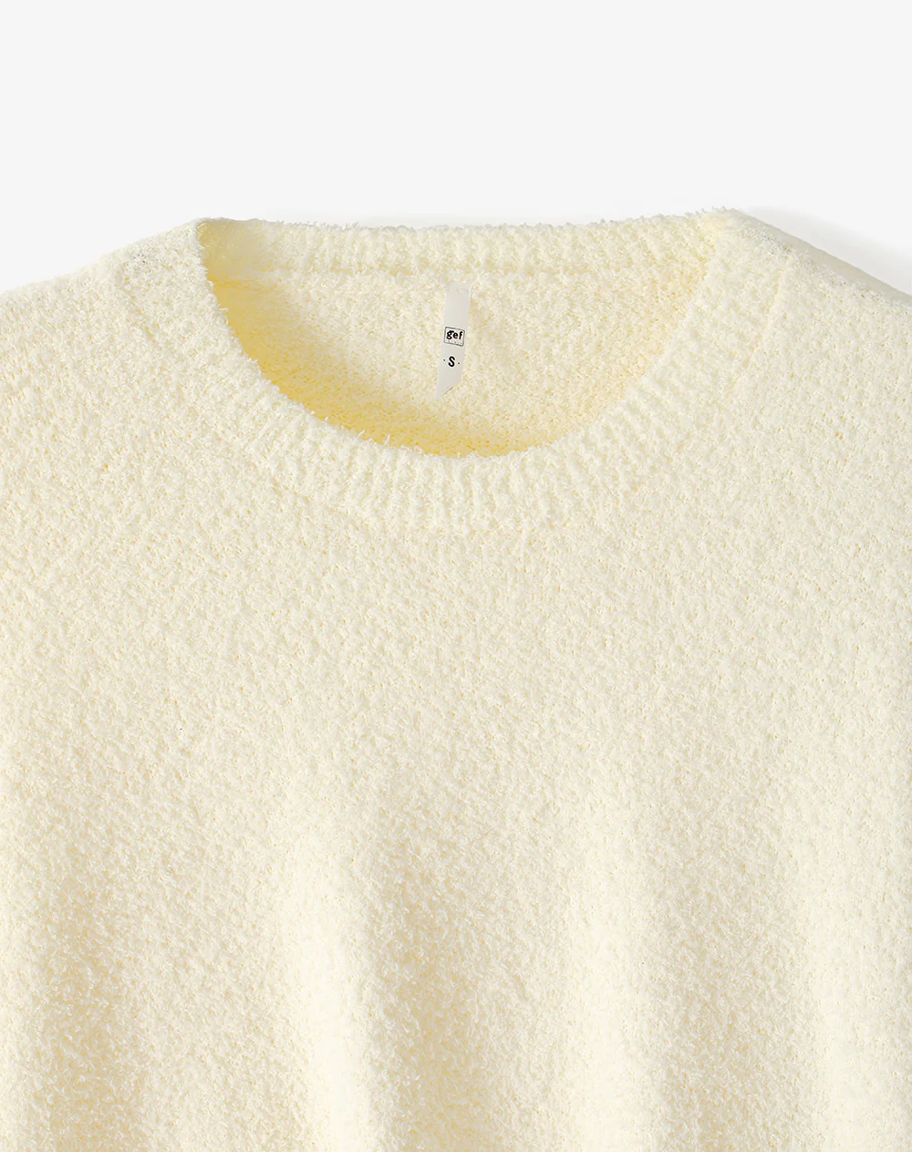 Suéter relax textura bouclé amarillo mujer - Image 7