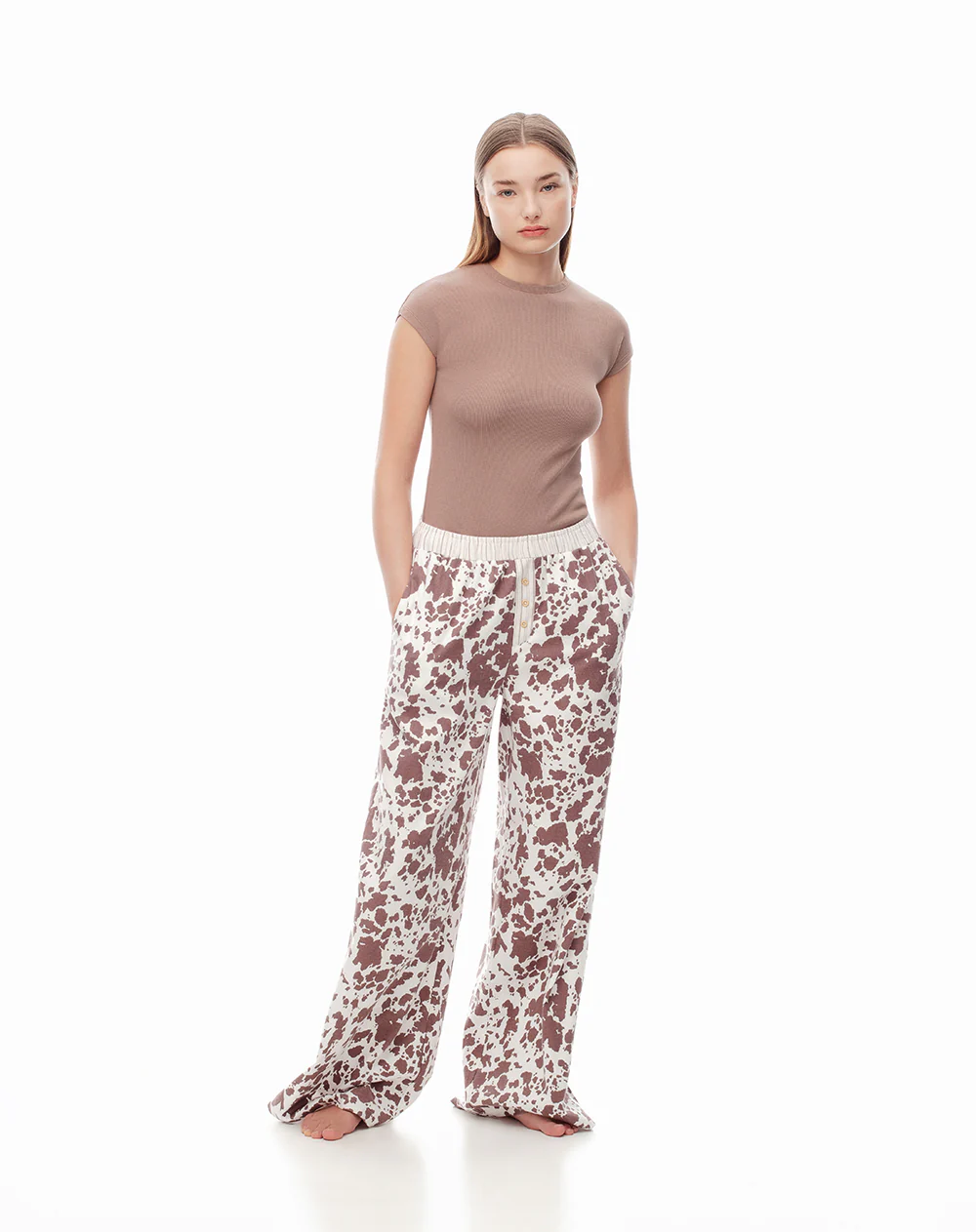 Pantalón relax tiro medio algodón print mujer - Image 5