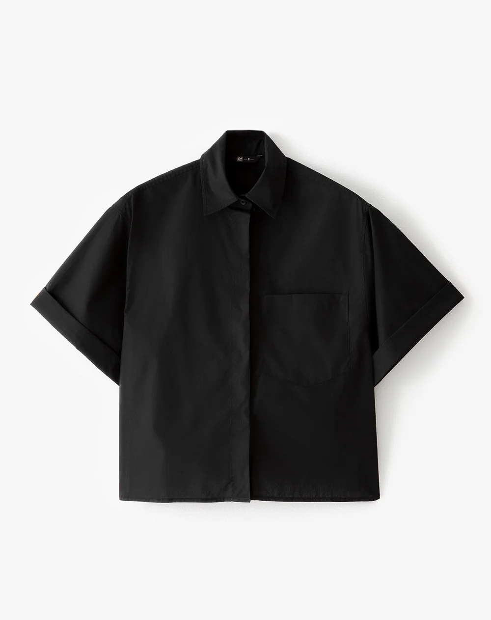 Camisa manga corta oversize algodón negra mujer - Image 5