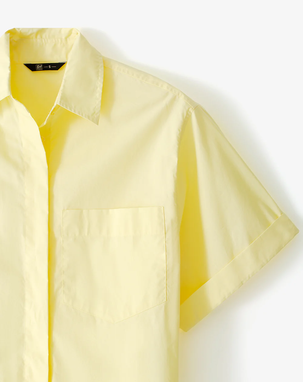 Camisa manga corta oversize algodón amarilla mujer - Image 6