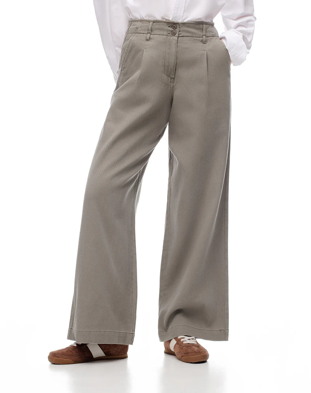 Pantalón wide leg tiro alto denim verde mujer - Image 6
