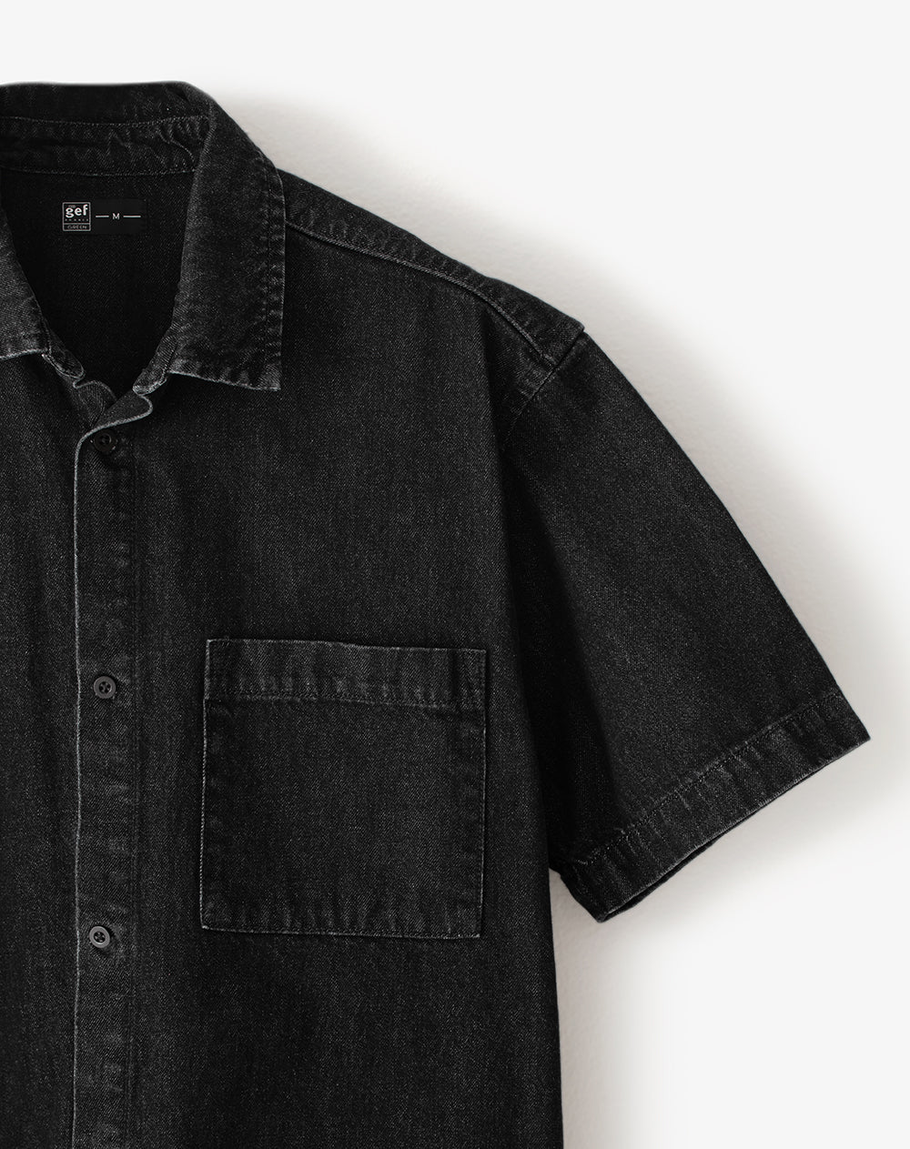 Camisa manga corta denim regular negra hombre - Image 7
