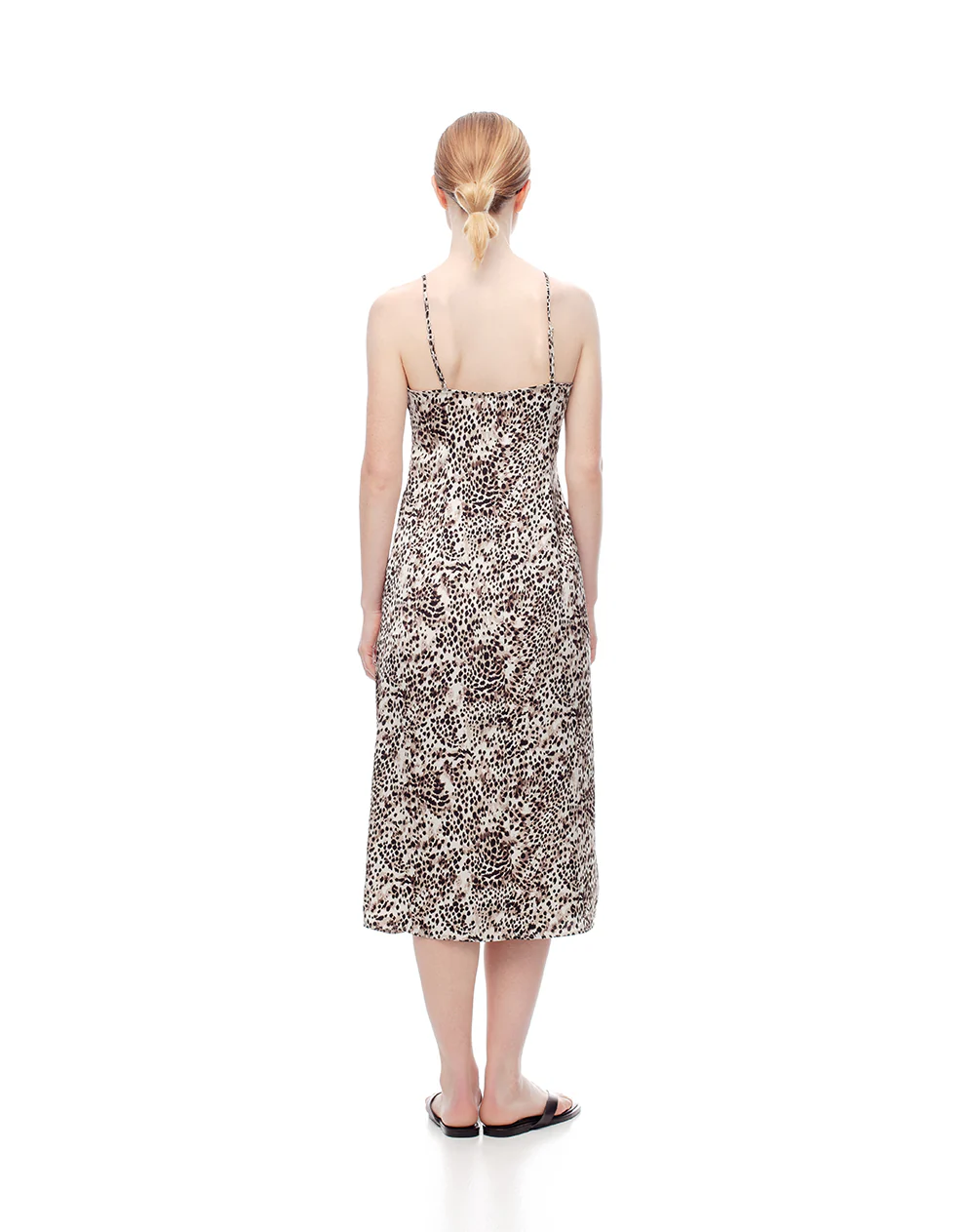 Vestido medi satinado print mujer - Image 2