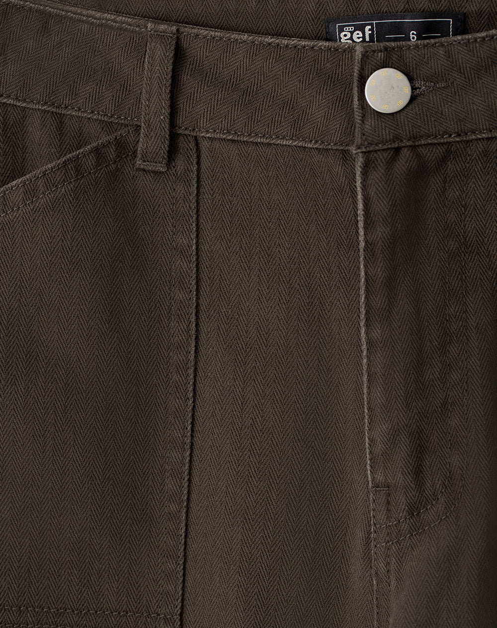 Pantalón wide leg tiro medio drill algodón chocolate mujer - Image 9