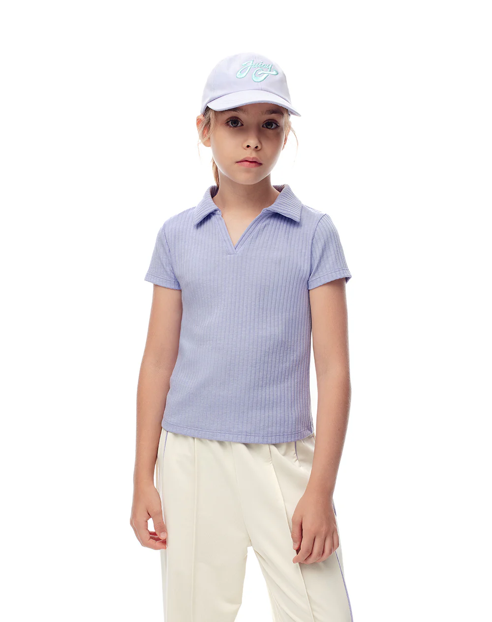 Polo slim tejido de punto lavanda niña - Image 2
