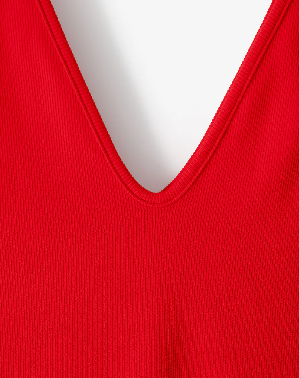 Camiseta manga sisa slim rib algodón roja mujer - Image 7
