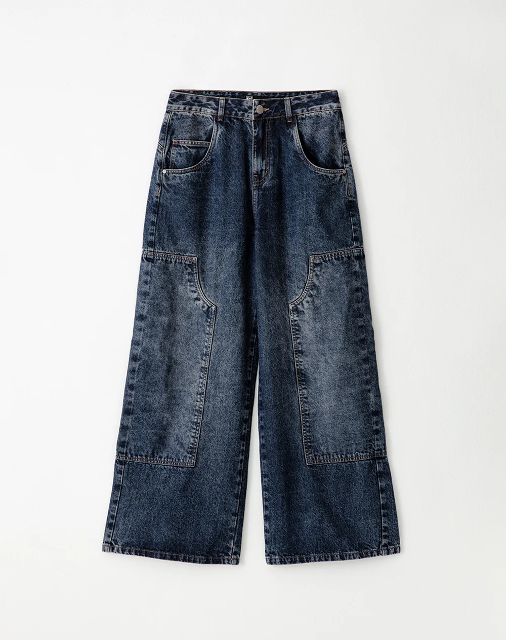 Jean wide leg utilitario tiro medio índigo oscuro mujer - Image 3