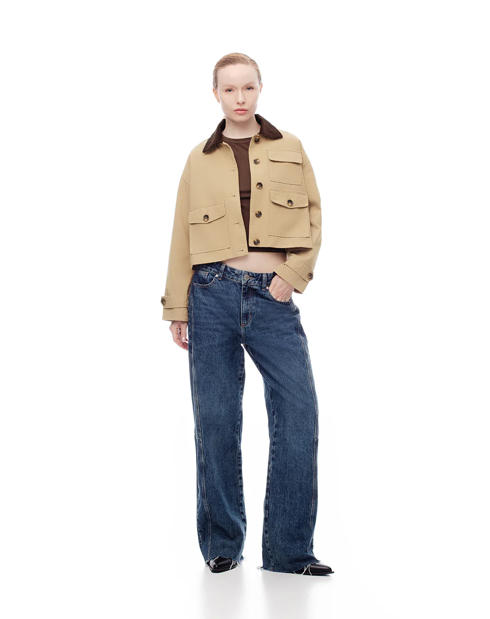 Chaqueta recta drill algodón caqui mujer - Image 6