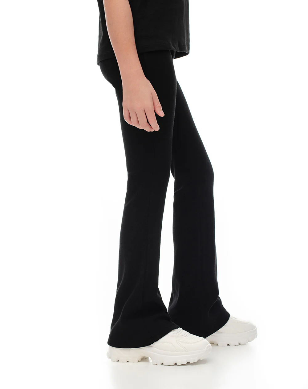 Pantalón flare tiro alto algodón negro niña - Image 4
