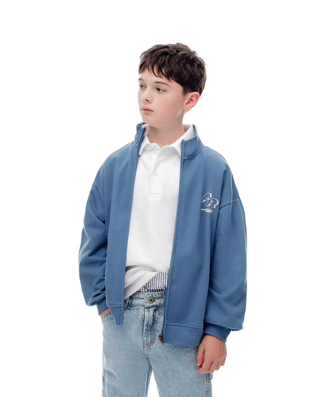 Chaqueta regular algodón azul niño