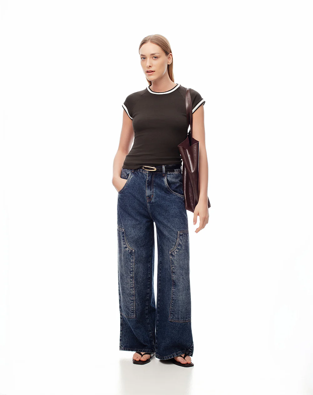Camiseta slim algodón chocolate mujer - Image 4