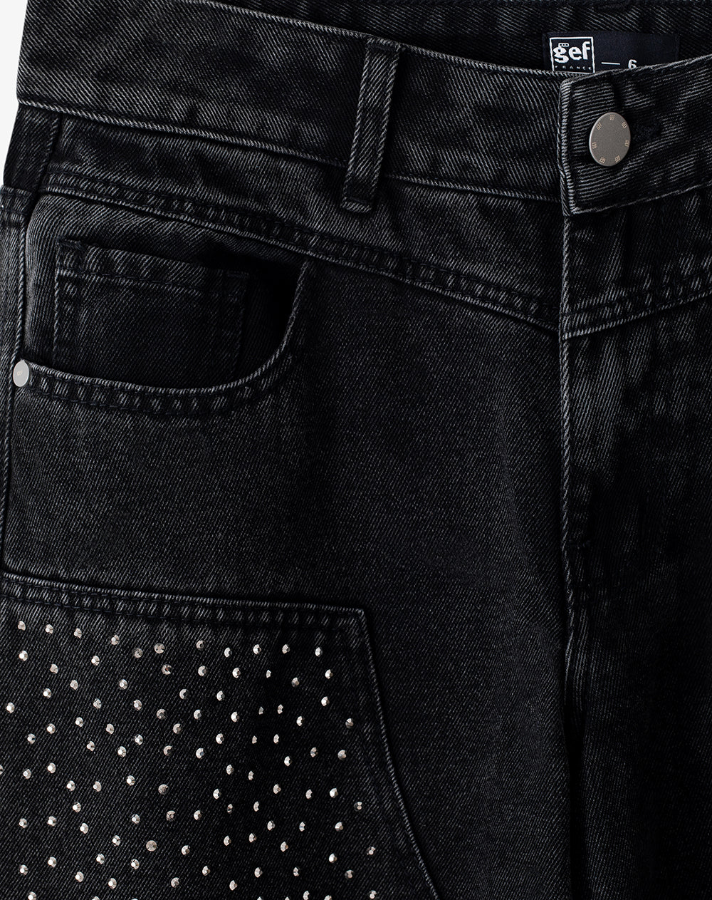 Jean wide leg tiro medio brillos negro mujer - Image 8