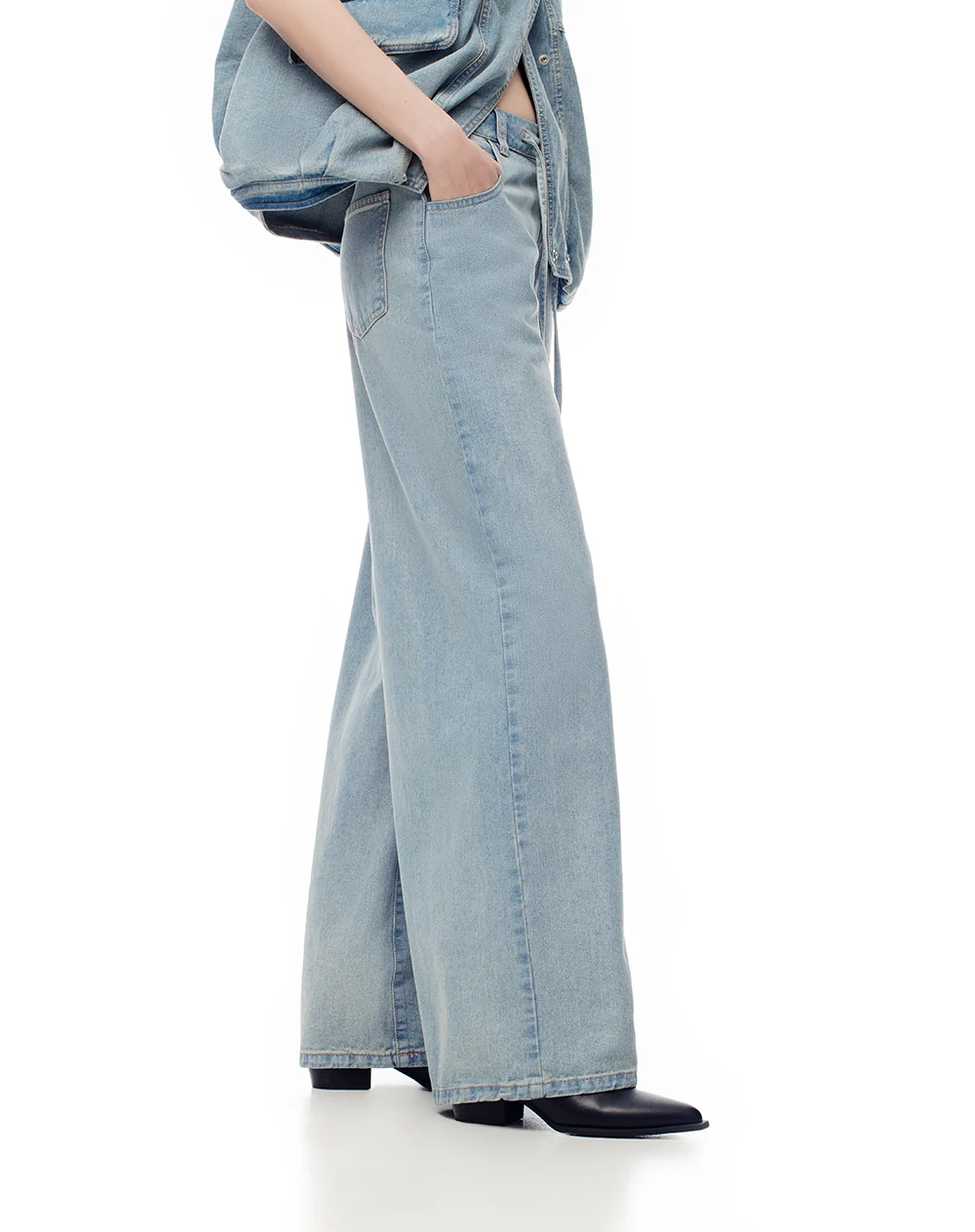 Jean wide leg tiro alto índigo medio mujer - Image 4