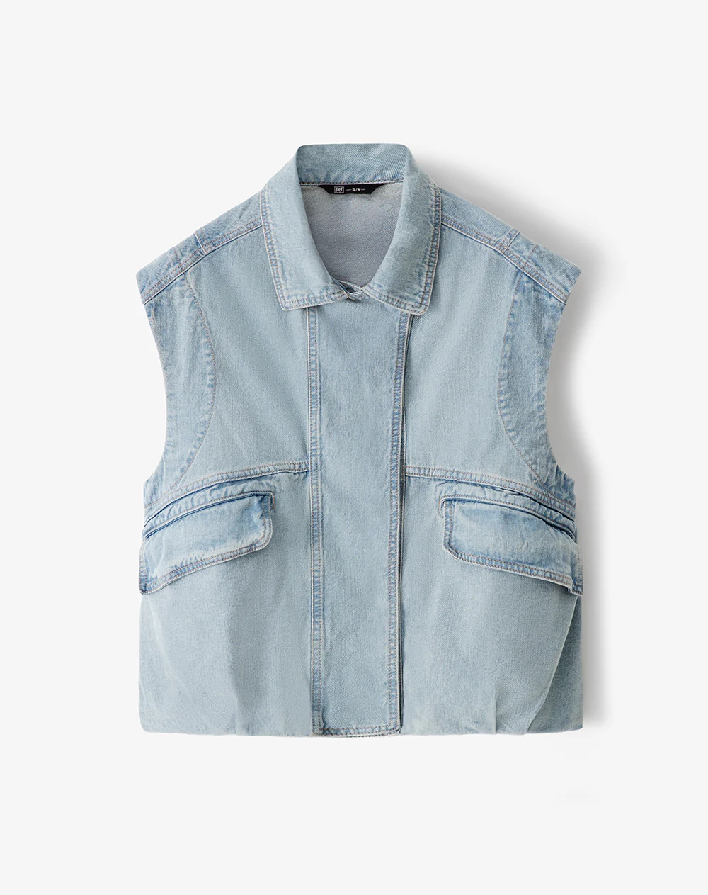 Chaleco denim oversize índigo medio mujer - Image 6