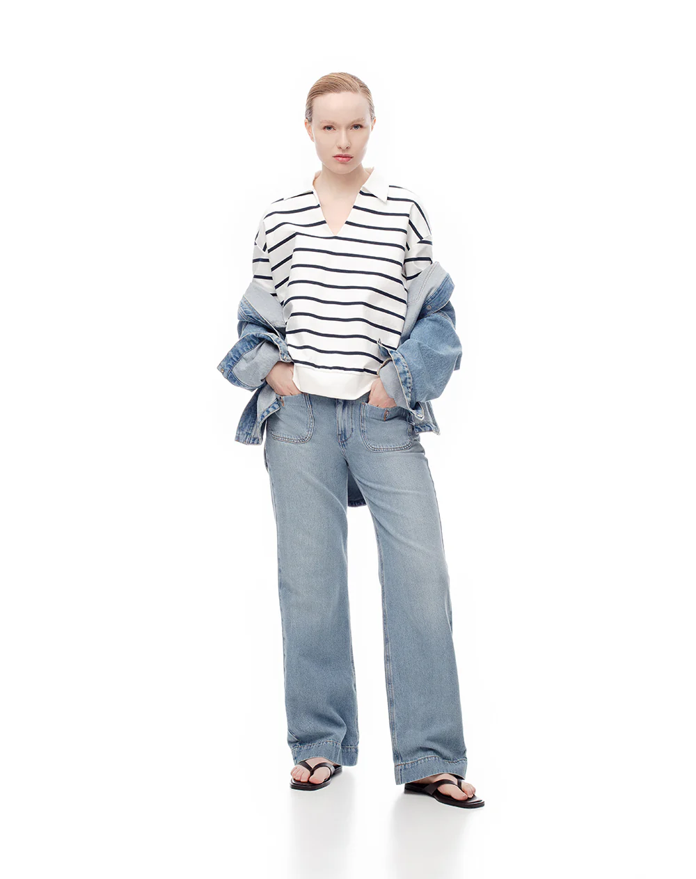 Camibuzo tipo polo oversize rayas mujer - Image 3