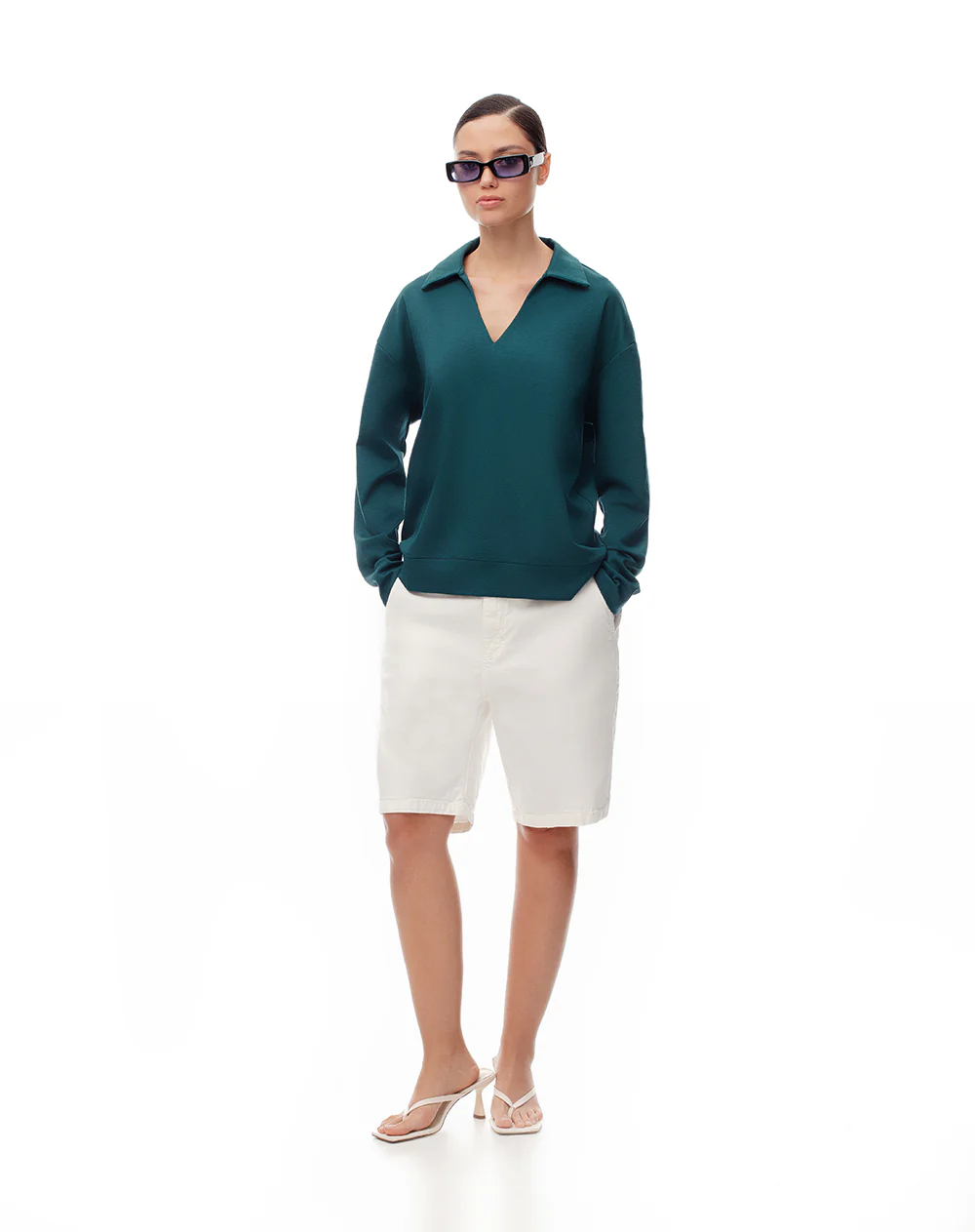 Camibuzo tipo polo oversize verde mujer - Image 5