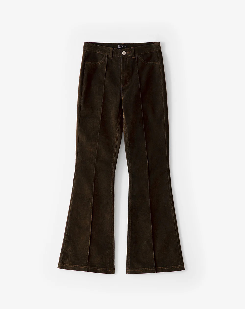 Jean flare tiro alto efecto gamuza café mujer - Image 7