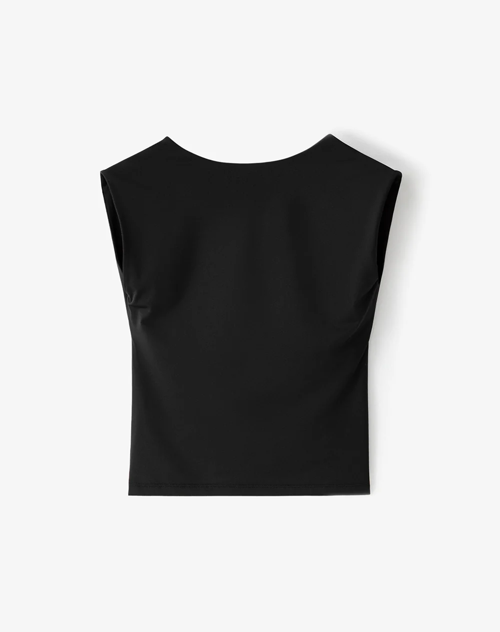 Camiseta crop slim doble tela negra mujer - Image 5