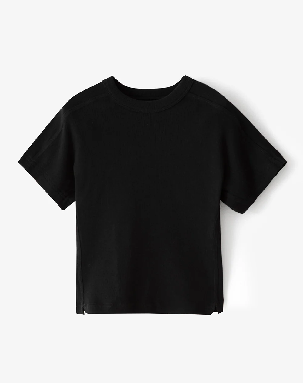 Camiseta crop slim rib algodón negro mujer - Image 5