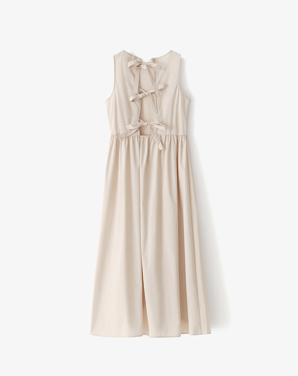 Vestido midi espalda anudada beige mujer - Image 8
