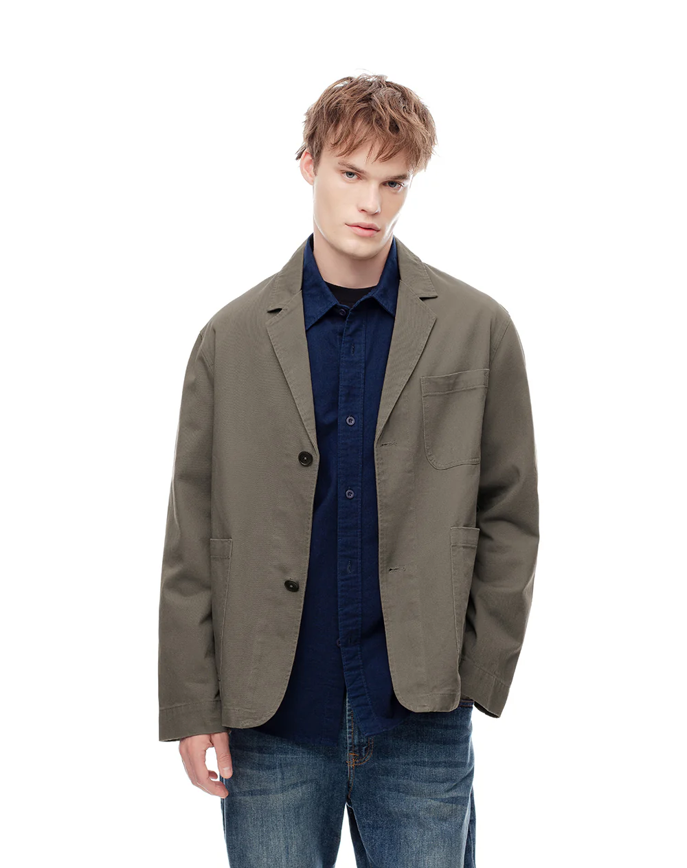 Blazer regular algodón verde hombre