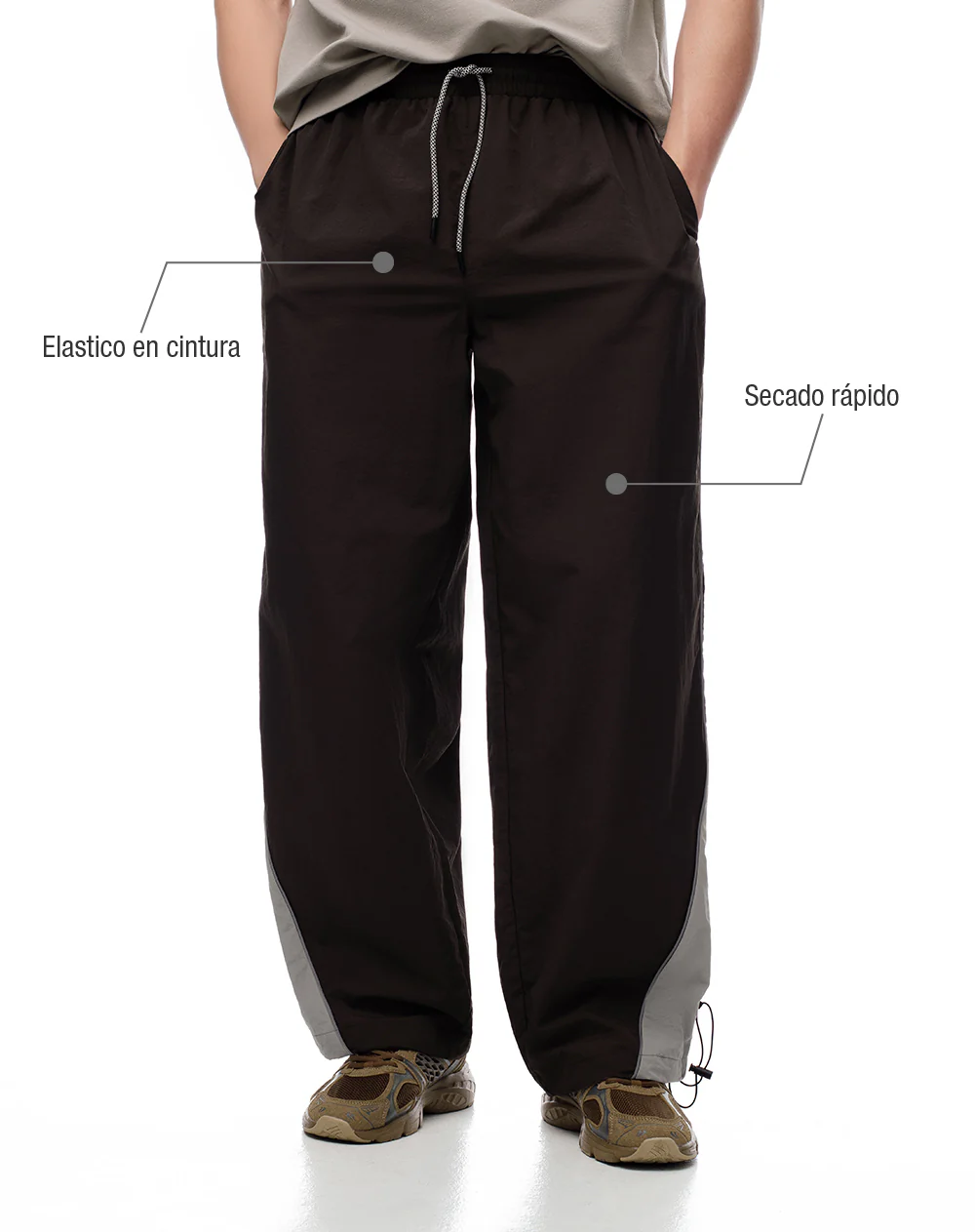 Pantalón deportivo secado rápido café hombre - Image 2