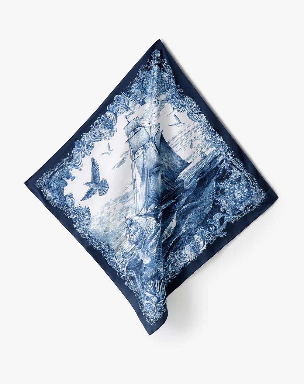 Pañuelo satinado azul estampado - Image 3