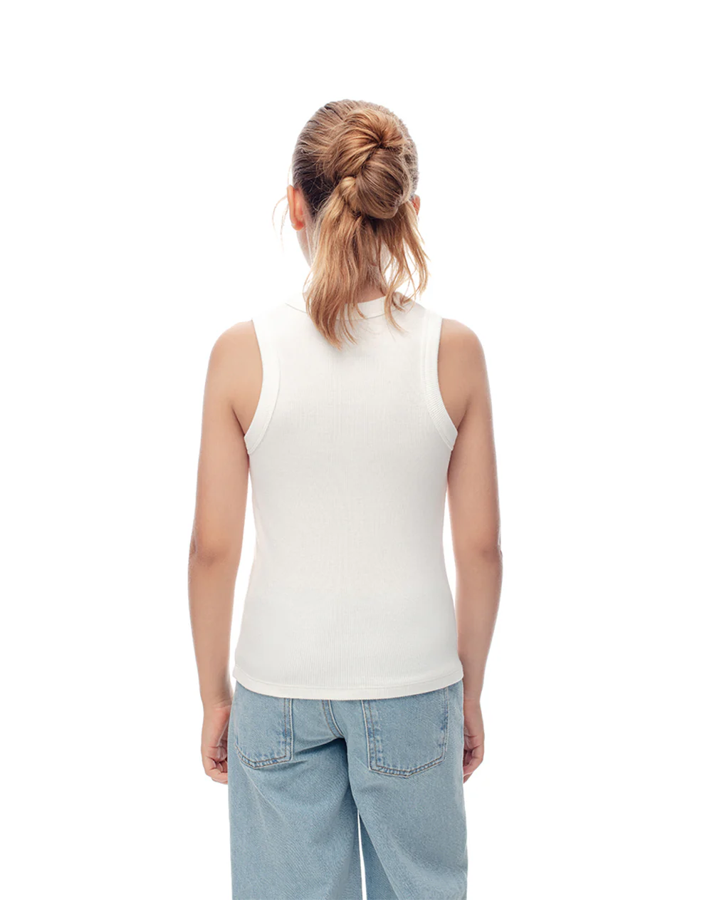 Camiseta esqueleto slim rib algodón vainilla niña - Image 3