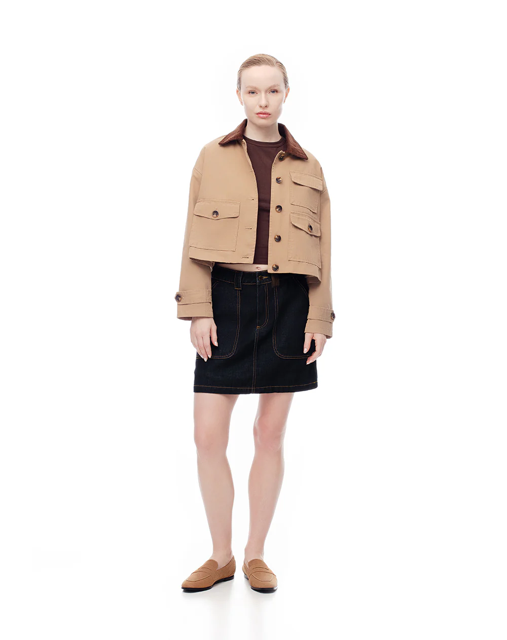 Falda denim tiro medio índigo oscuro mujer - Image 3