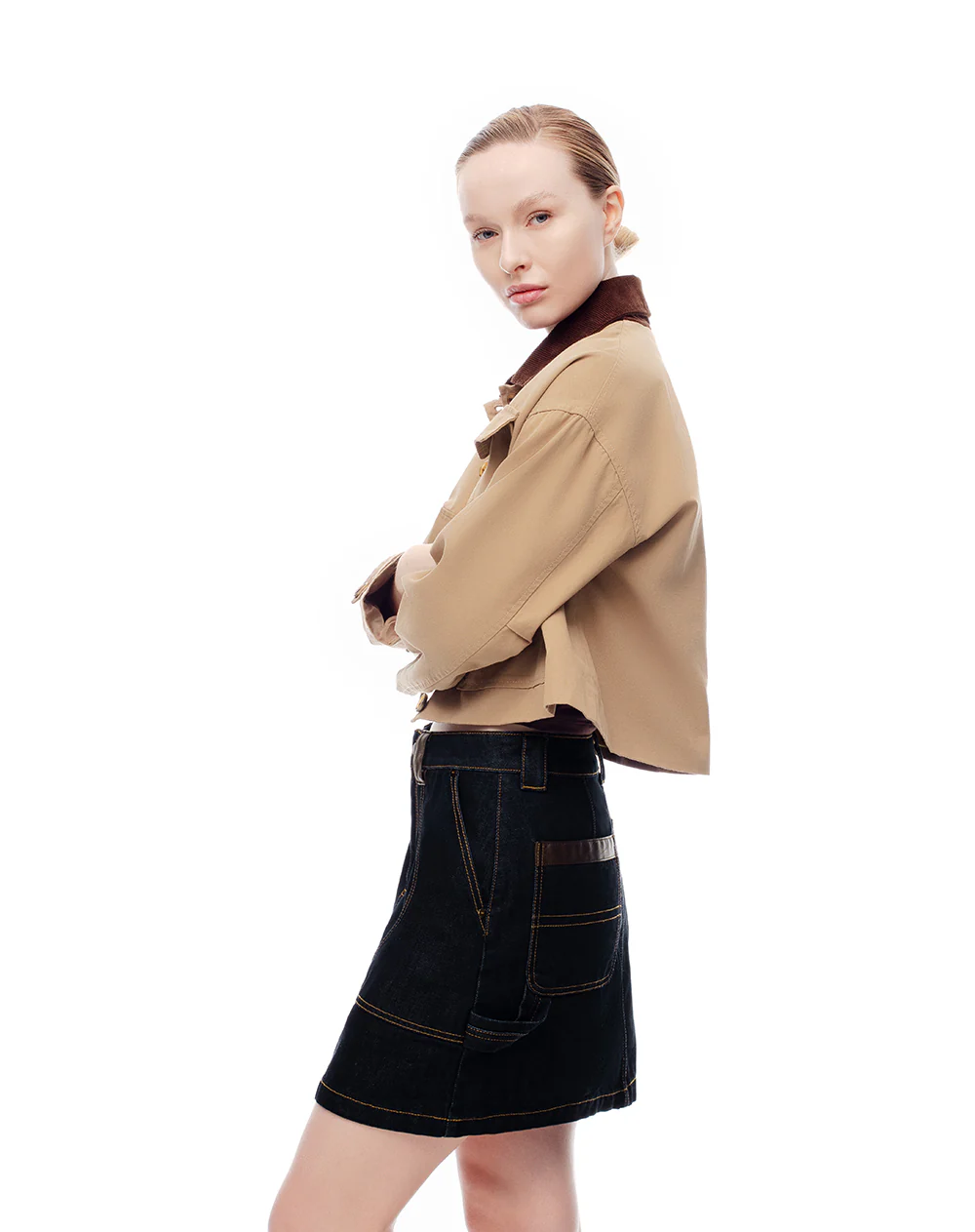 Falda denim tiro medio índigo oscuro mujer - Image 4