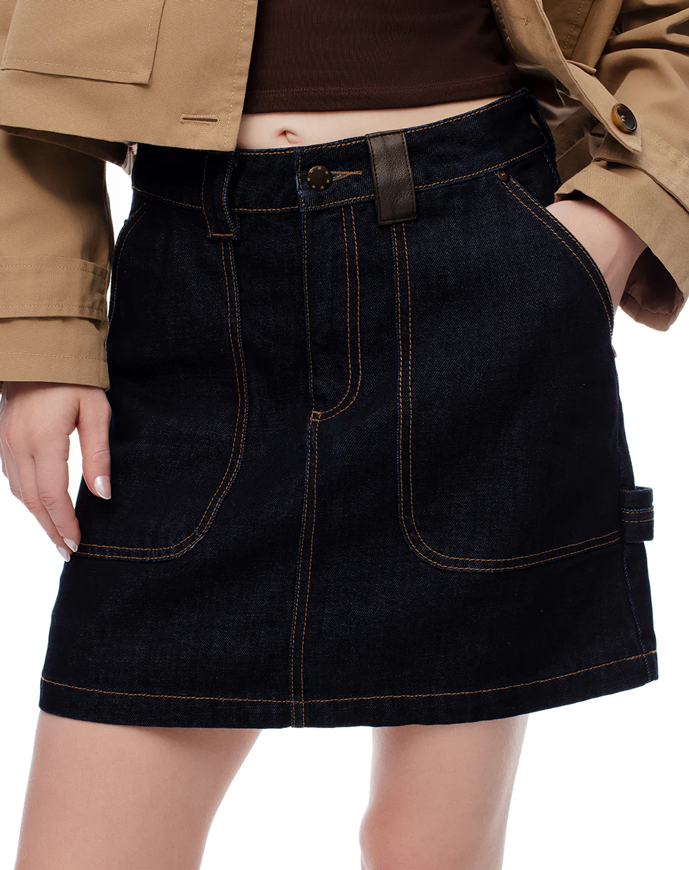 Falda denim tiro medio índigo oscuro mujer - Image 5