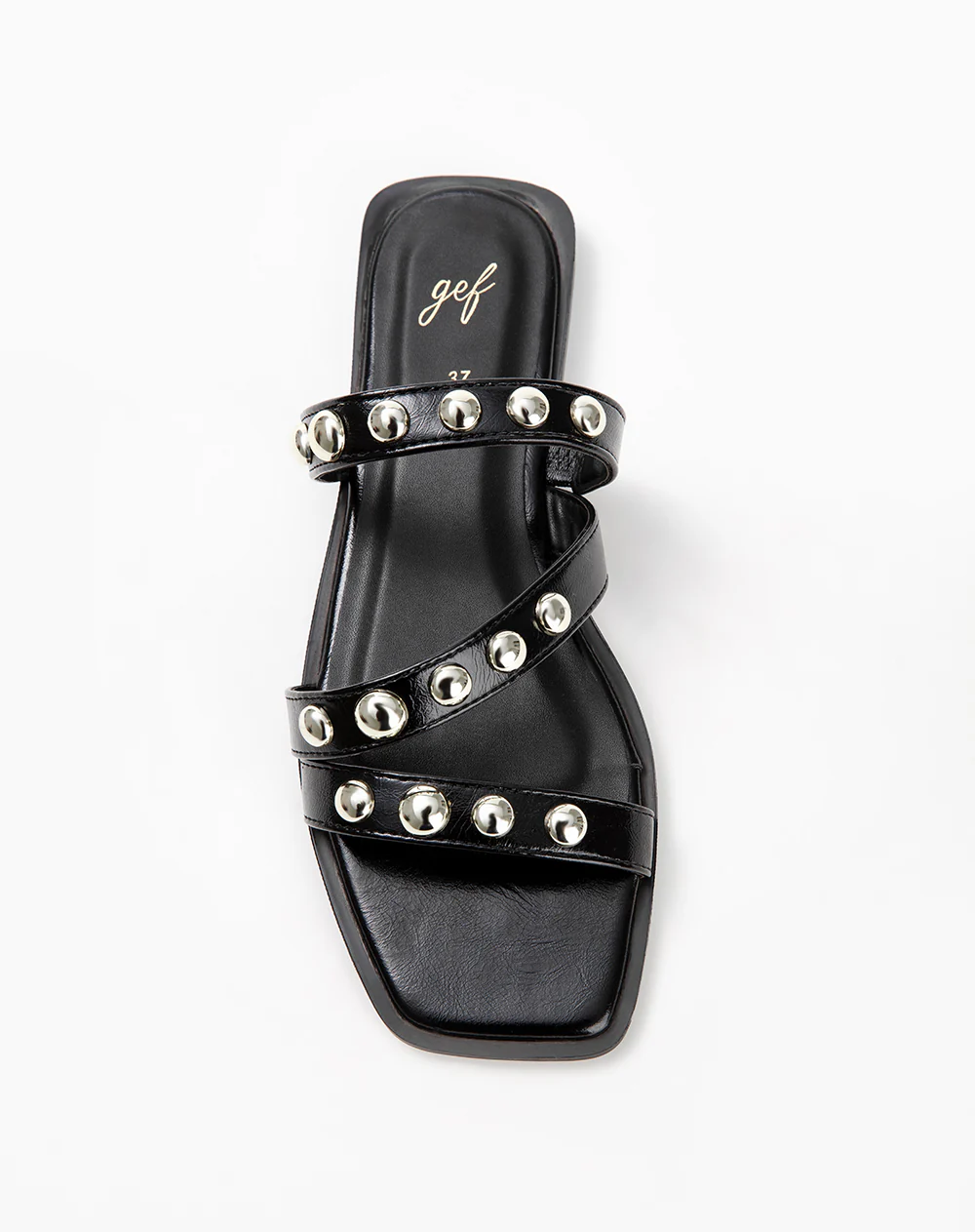 Sandalias planas con apliques negras mujer - Image 3