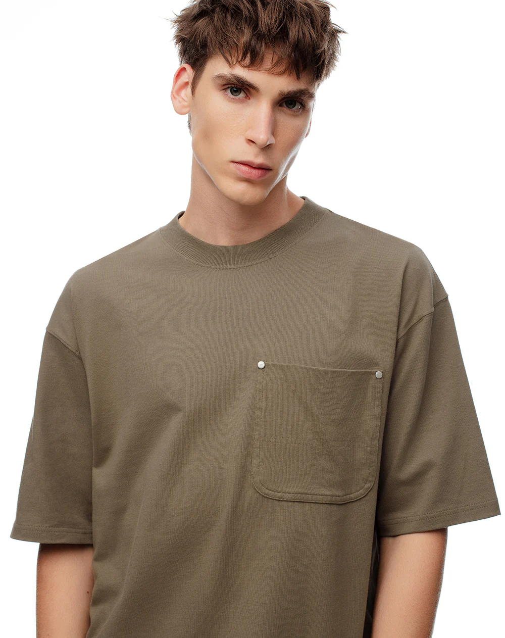 Camiseta regular algodón café hombre - Image 3