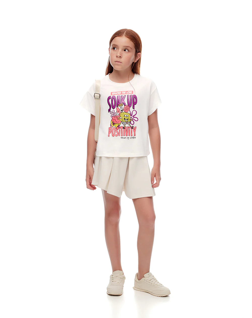 Camiseta regular Bob Esponja blanca niña - Image 4