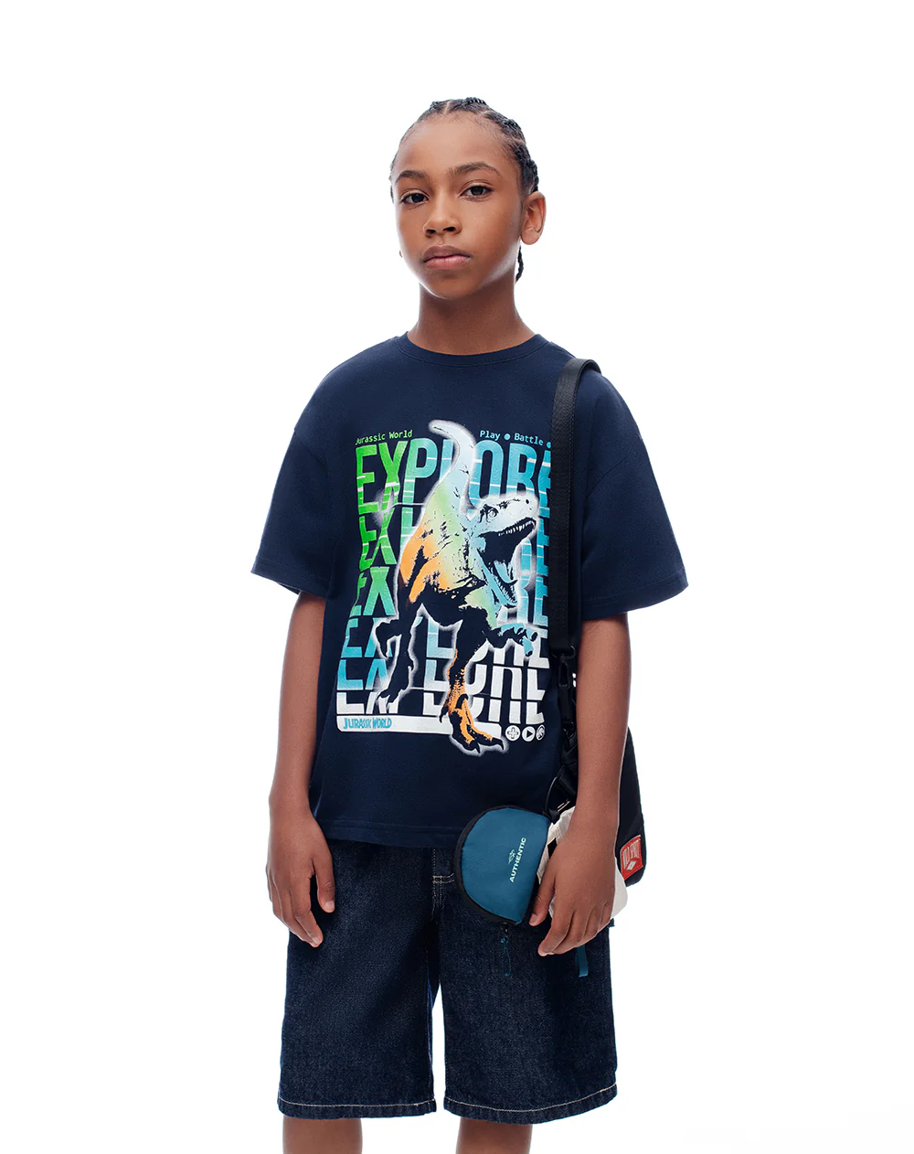 Camiseta regular Jurassic World azul niño