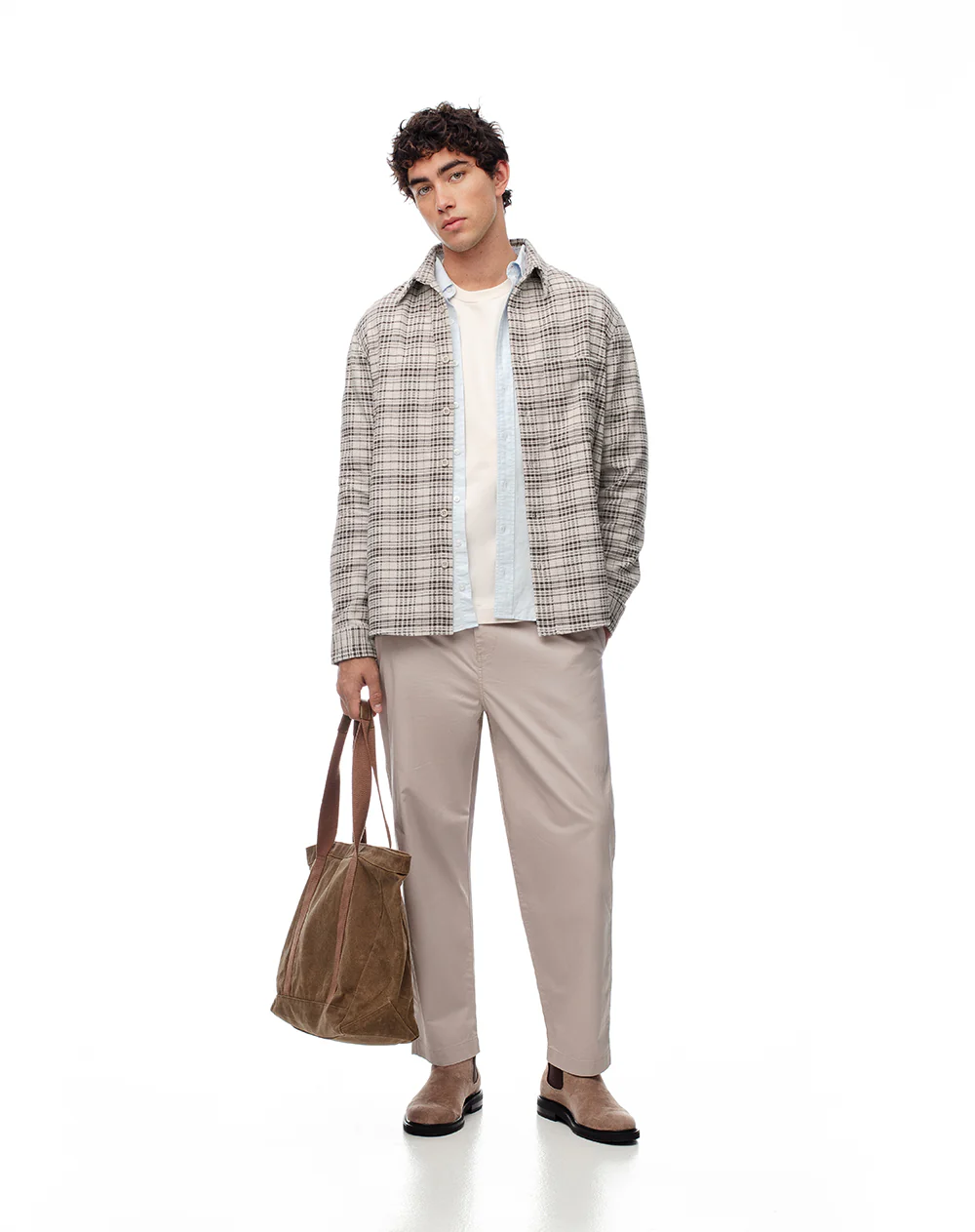 Camisa manga larga oversize cuadros hombre - Image 3