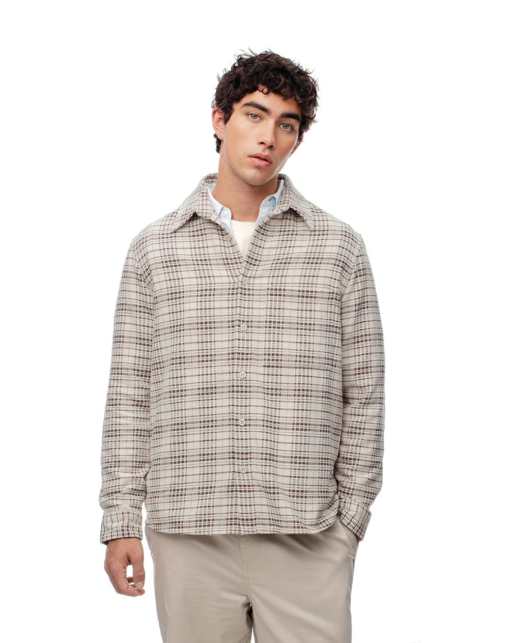 Camisa manga larga oversize cuadros hombre - Image 5