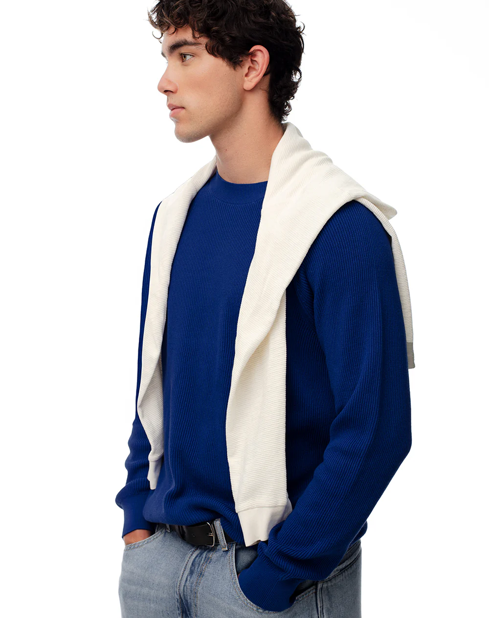 Buzo algodón tejido de punto azul hombre - Image 5