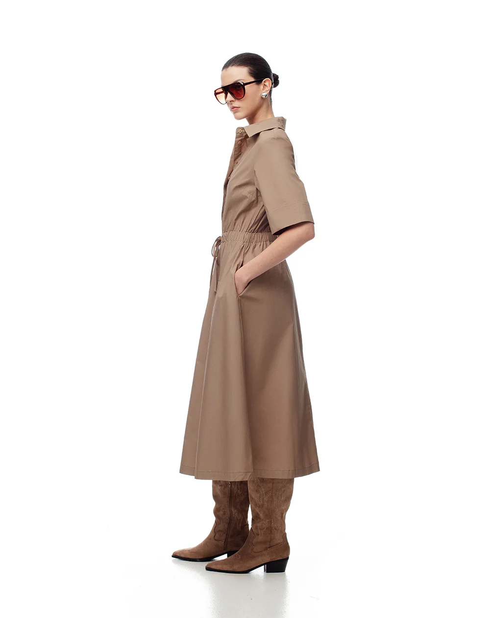 Vestido midi falda en A café mujer - Image 4