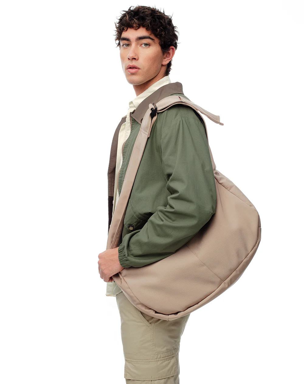 Bolso bandolera rectangular beige - Image 2