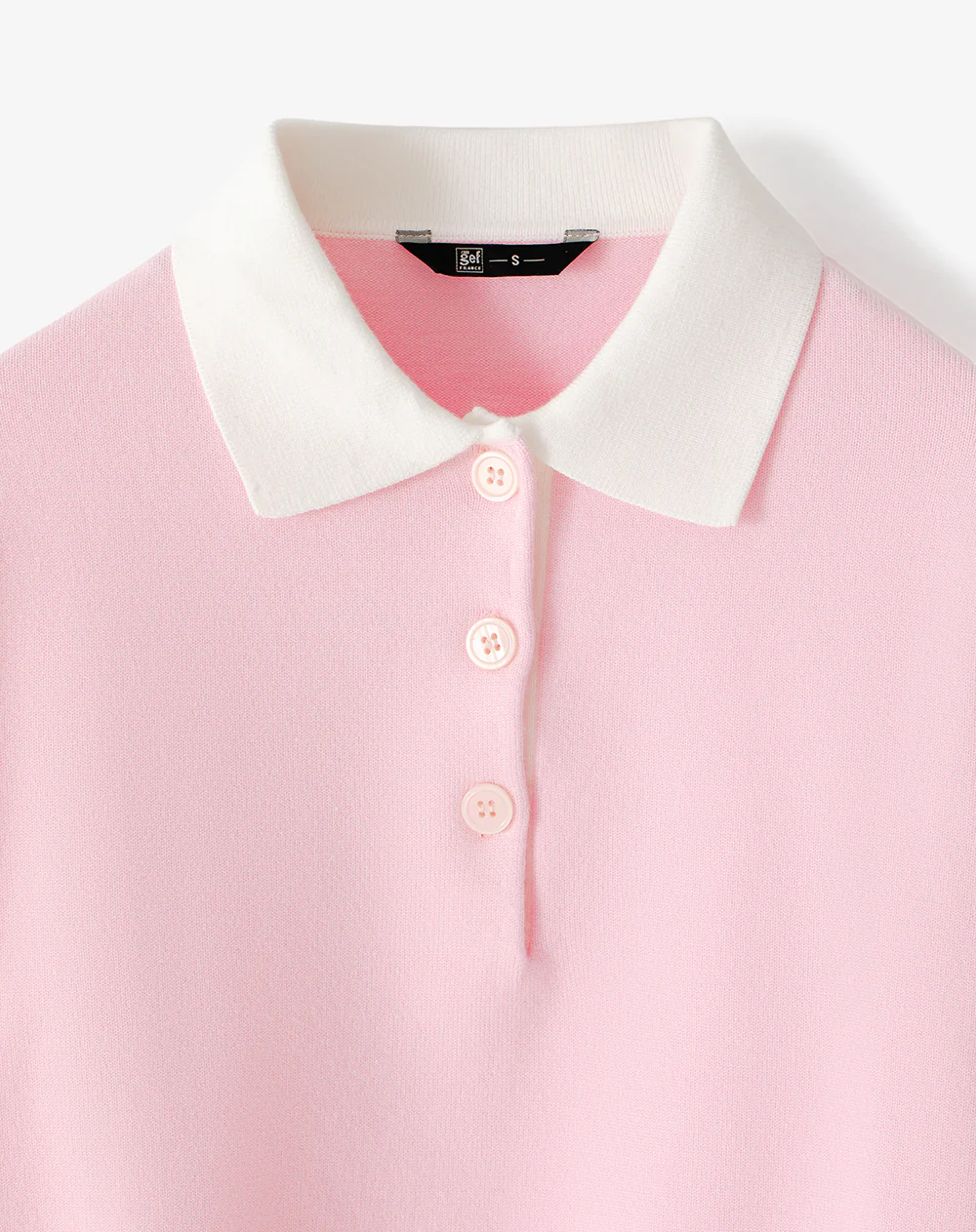 Buzo tipo polo regular tejido de punto rosa mujer - Image 6