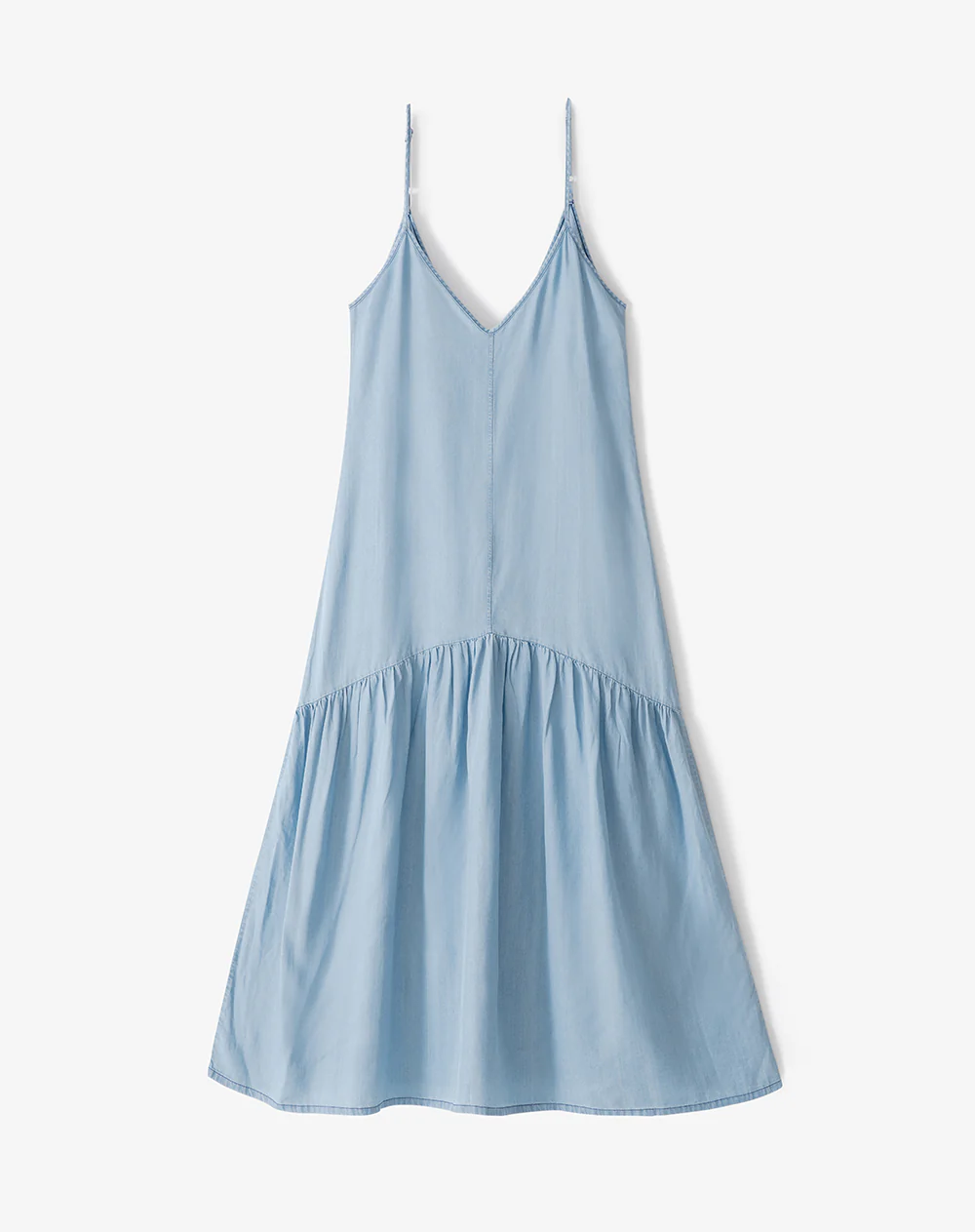 Vestido largo fluido índigo claro mujer - Image 5