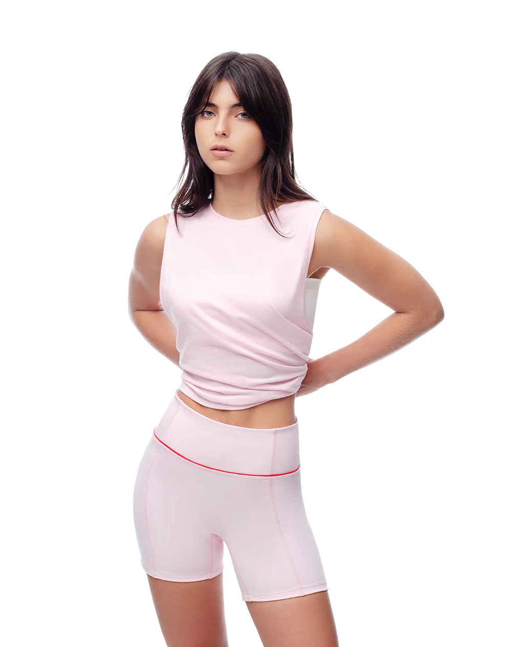Biker deportivo soporte abdomen rosado mujer