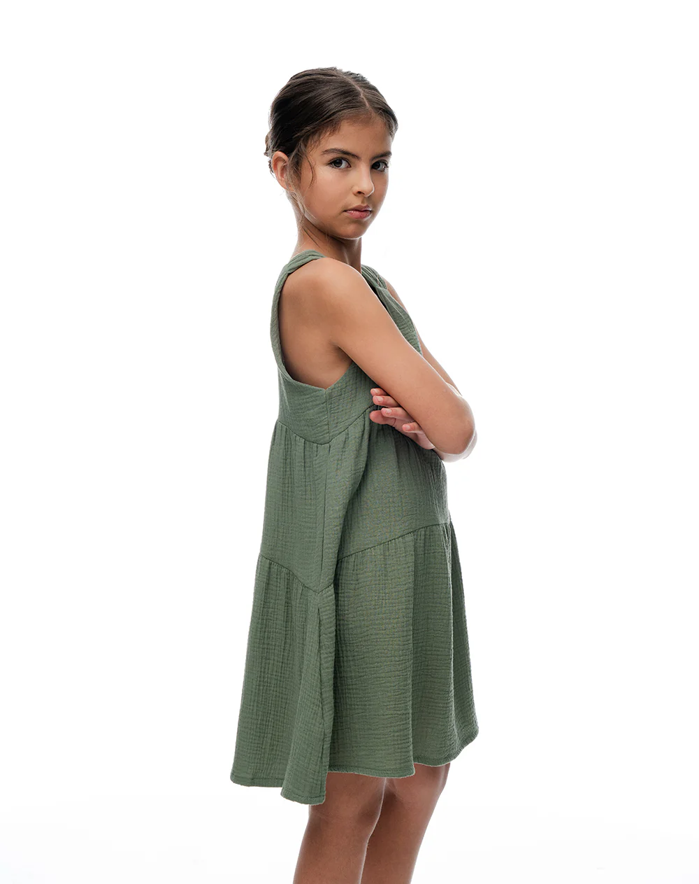Vestido bloques algodón verde niña - Image 5