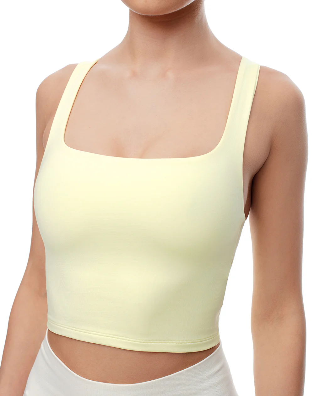 Camiseta crop deportiva secado rápido amarilla mujer - Image 3